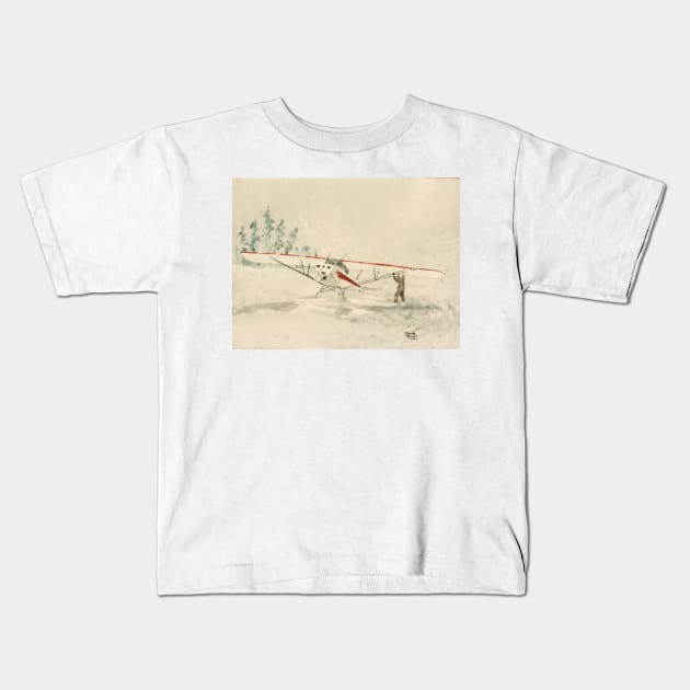 Taking off in a blizzard. Original Painting Kids T-Shirt by Salzanos